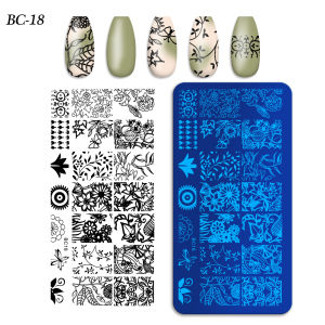 Nail Stamping Plates Tree Bark Pattern Leaves Whirlpool Image Stainless Steel Stencil Nail Art Stamps Geometry Template Stencils