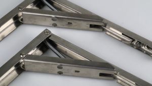 Bracket Engsel Siku Meja Lipat Dinding Load 65kg 2 PCS Bahan Stainless Steel Kokoh - Silver dan hitam