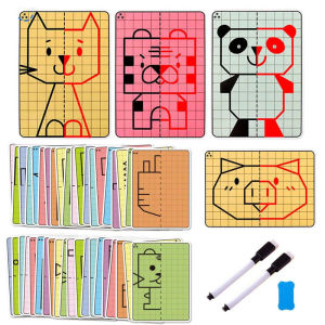 30 page childrens grid symmetrical drawing toy focuses on fine motor skills writing and 4-color brush control training drawing