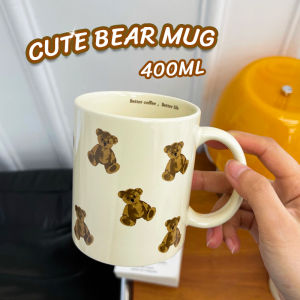 Seeko Cute Bear Aesthetic Ceramic Mugs Coffee Milk Cup 400ml