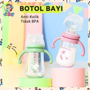 YAHABABY Botol Susu Bayi 300ml Wide Neck Silikon Anti Jatuh Kapasitas Besar Botol Jerami Bayi Baru Lahir