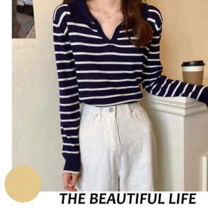 LKfashion มาแรง เสื้อยืดคอวีแฟชั่น💌คุณผู้หญิงลายทาง แฟชั่นใหม่ สไตล์เกาหลี🍫 สีสันสดใสในโทนสีที่ตัดดันอย่างโดดเด่นลงตัวของความพาสเทล ตั้ลรัก