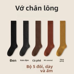 MiiOW | Tất ống dài bằng sợi len dày dặn mùa đông cho nữ Tất ống dài không xương cao đến đầu gối màu đen Tất ống dài MiiOW Cat Person