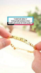 RANTAI TANGAN KANAK-KANAK Tag Berukir Saduran Emas 24K Zhulian