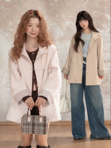 loveheynew | Áo Khoác Chống Gió Nữ Đứng Cổ Hồng