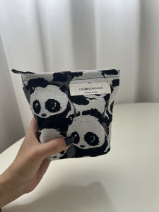 Túi Đựng Đồ Trang Điểm Vải Canvas Hoạt Hình Gấu Trúc Màu Tương Phản Dễ Thương Túi Đựng Đồ Dùng Cá Nhân Di Động Túi Đựng Đồ Dùng Vệ Sinh Kinh Nguyệt