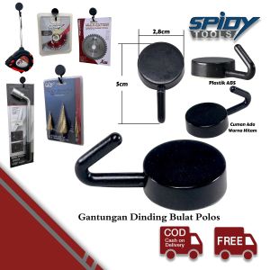 Spidy Gantungan Baju Handuk Pakaian Bulat Hitam Stiker Tempel Dinding Wall Hook