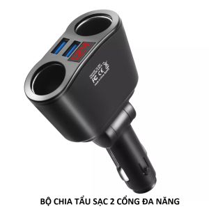 Bộ chia tẩu sạc xe hơi ô tô 2 cổng 12v-24v đa năng có cổng sạc nhanh USB 3.1A kèm đồng hồ báo vôn ắc quy mẫu mới loại tốt đồ chơi phụ kiện xe hơi