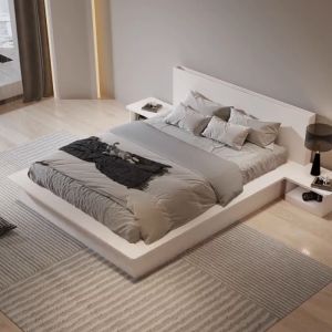 (Free delivery＆installation) Pre Order White Platform Bed Nordic Modern Storage Bed Household Small Size Bed