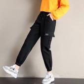 High Waist Workwear Pants Womens Summer New Style Korean Version Student Casual Loose Slimming Nine Points Harlan Pants
