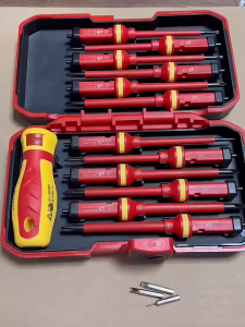 13 ชิ้น 1000 โวลต์เปลี่ยนชุดไขควงฉนวนและแม่เหล็ก Slotted Bits ซ่อมเครื่องมือช่างไฟฟ้า