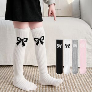 Sweet Bow Childrens Long Socks Spring Summer Preppy Baby Girls Knee High Princess Socks Kids Cotton Student Stockings 3-8Y New