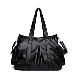 Fashionable Retro Large Capacity Soft Leather Tote Bag Womens Handbag Single Shoulder Crossbody Bag Casual Leisure Handbag