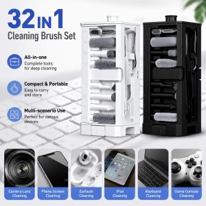 32-in-1 Professional Electronics Cleaning Kit Earbud Charging Port Cleaner for iPhone AirPods Keyboard Laptop Screen Camera Lens