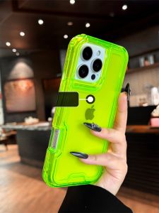 DAIMANG | New 18 three-in-one anti-fall 17 suitable for Apple 16promax mobile phone case 15pro all-inclusive thickening iphone14 fluorescent green plus Internet celebrity 13mini sense 12 mini p