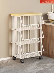 Multifunctional Wall-Leaning Mobile Kitchen Storage Rack