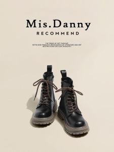 Street Style Motorcycle Martin Boots Womens Autumn Winter Short Boots Thin Design Waterproof Platform Metal Detailing round Toe