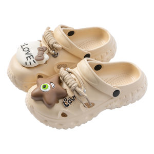 Cute EVA Anti-Slip Breathable Womens Sandals Flat Office Wear Summer Cartoon Covered Toe Beach Casual Slip-On Shoes