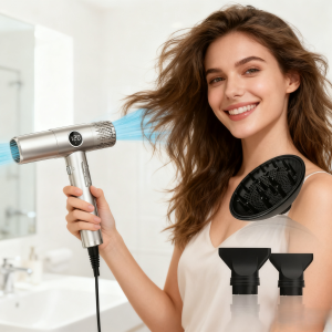 Máy Sấy Tóc Chuyên Nghiệp Tốc Độ Cao 110000 Vòng/phút Động Cơ Không Chổi Than Ion Âm Sấy Khô Nhanh Tiếng Ồn Thấp Màn Hình LCD 1600W