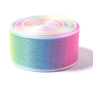 10Yards/Roll 25mm Rainbow Gradient Color Chiffon Organza Ribbon For DIY Christmas Wedding Party Bouquet Gift Wrapping Decoration