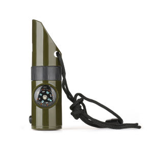 Portable Outdoor Emergency Survival Kit Whistle Multifunctional Childrens Outdoor Survival Whistle with Compass Magnifying Glass Flashlight Thermometer