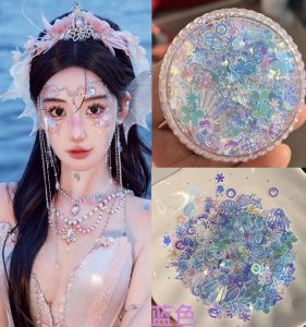 Shiny Sequin Shell Eye Makeup Stickers Stage Performance Mermaid Fish Scale Face Decals Childrens Traditional Photography Accessories