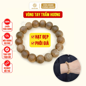 Vòng tay trầm hương tròn đơn Sơn Mộc Hương đeo tay nam nữ mang ý nghĩa phong thủy may mắn tài lộc