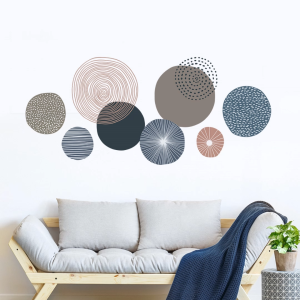 Decal Dán Tường Hình Tròn Phong Cách Bắc Âu Hiện Đại Có Keo Sẵn 120x52.6cm - Trang Trí Phòng Khách