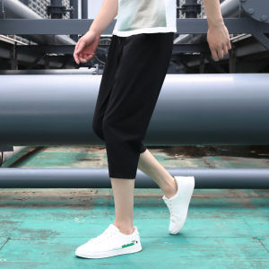 VIPIN | Mens Summer Ice Silk Thin Sporty Casual Loose Fit Seven-Eight Length Pants Quick Dry Straight Leg Fashionable Urban Style