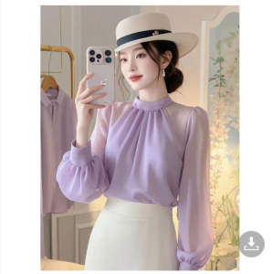 High Quality Silk Fashionable Long Sleeve Youthful Women Shirt
