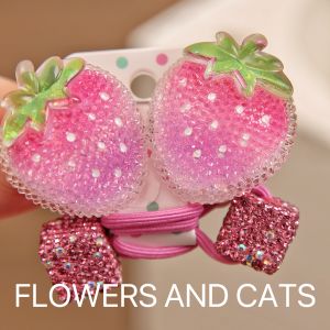 Colorful Acrylic Hair Ties for Girls Cute Ball Head And Ponytail Elastic Hair Bands Korean Style Children Accessories