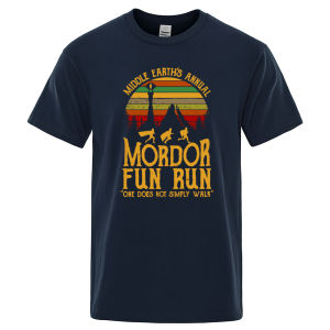Middle EarthS Annual Mordor Fun Run Print T Shirt Men Women Tshirts Summer Cotton Tops Cotton Loose Street Hip Hop T-Shirts