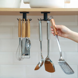 Multi-Functional Kitchen Wall-Mounted Hook Home Storage Rack for Spoons And Pots No Drilling Required ABS Material
