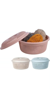 Rổ nắp tròn chấm bi HOKORI nhựa VIỆT NHẬT cao cấp - Đựng đồ đa năng quần áo bé - 3268/76