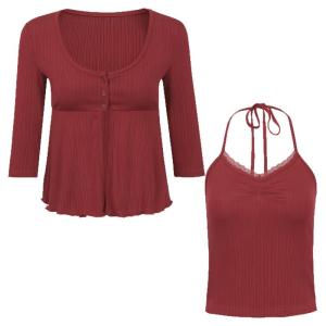 Women Summer New Red Knitted Cardigan