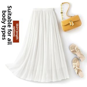 YINLIANHU | Plus Size Midi Skirt Light Green Summer