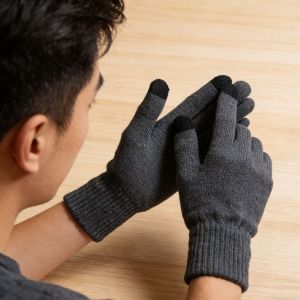 Womens Cashmere Wool Knitted Gloves Winter Warm Thick Touch Screen Gloves Solid Mittens