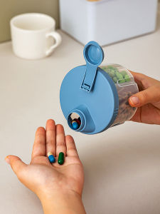 Portable Mini 4 Grids Medicine Box Pocket Rotating Cover Storage Organizer Jewelry Sub-box Compact Drug Container