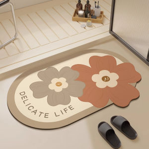 VIKAMA Flower Diatom Mud Floor Mat Bathroom Water-Absorbent Quick-Drying Anti-Slip Mat Bathroom Floor Mat