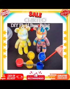 CHIKITO Gantungan Kunci DIY Mewarnai Fluid Bear Brick Violent Paint Mainan Edukasi