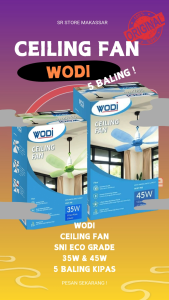 Ceiling Fan - Kipas Angin Gantung Mini Heli Fan WODI 5 Baling 35W 45W ( SR Store Makassar )