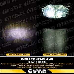 WERACE Lampu Depan Headlamp H6 Kaki 1 COB Chip Werace High Low Arus ACDC Terang Putih