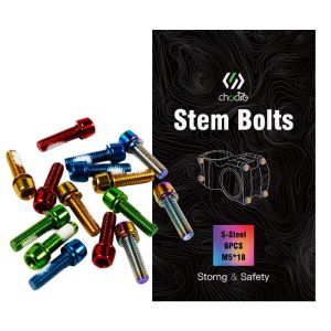 Chooee Bike Stem Bolts 6pcs M5x18mm Steel Alloy Handlebar Stem Screws for MTB Road Bike Bicycle Stem Assembly Replacement Part