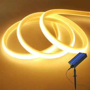 24V COB Solar Neon Light Strips Solar Flexible Lights Waterproof IP68 Warm White 1m 2m 3m 4m 5m LED Strip For Garden Decoration