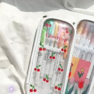 Kotak Pensil Transparan Zipper Imut SK0062