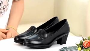 korean fashion pointed high heels for women black block shoes