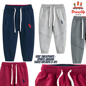 Trendy Kids Sweatpants – Dino Embroidered | Cotton Sports Jogging Pants for Boys (1–9Y)