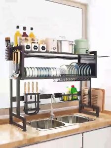 Rak Penyimpanan Multi-layer, Rak Mesin Wastafel Dapur, dan Pintu Rak Cuci Piring Multi-fungsi