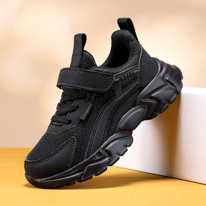 ABC BABEIKIDS Boys Black Breathable Double Net Sports Shoes Fall Season Middle Large Children Running Shoes Low Top Shock Absorption