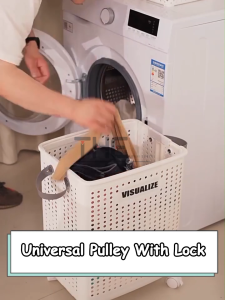 THE L36/38cm Foldable Laundry Basket Household Bathroom Dirty Clothes Storage Organizer With Wheels